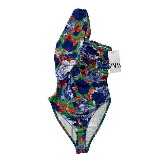 ZARA Floral Asymmetical Bodysuit Size Small NEW New with tags - Picture 3 of 7